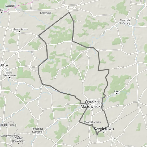 Miniatura mapy "Trasa przez Włosty-Olszanka" - trasy rowerowej w Podlaskie, Poland. Wygenerowane przez planer tras rowerowych Tarmacs.app