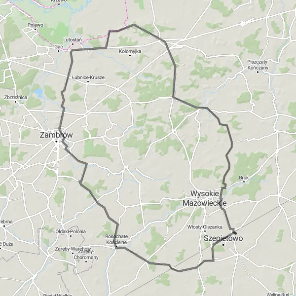 Miniatura mapy "Trasa przez Dąbrowę Wielką" - trasy rowerowej w Podlaskie, Poland. Wygenerowane przez planer tras rowerowych Tarmacs.app