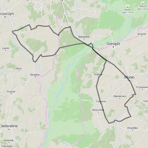 Miniatura mapy "Trasa Kędziorowo-Żebry" - trasy rowerowej w Podlaskie, Poland. Wygenerowane przez planer tras rowerowych Tarmacs.app