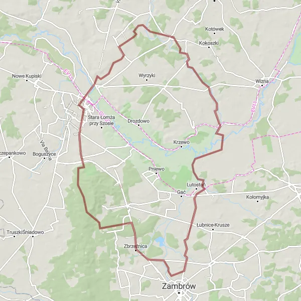 Miniatura mapy "Trasa gravelowa przez Poryte-Jabłoń" - trasy rowerowej w Podlaskie, Poland. Wygenerowane przez planer tras rowerowych Tarmacs.app