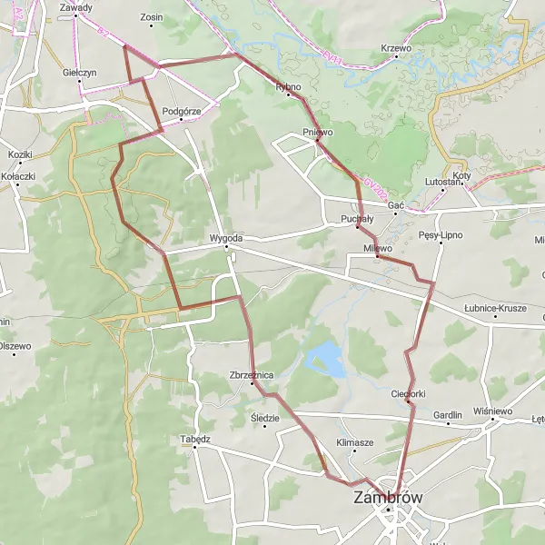 Miniatura mapy "Trasa Rowerowa Podlaski Raj" - trasy rowerowej w Podlaskie, Poland. Wygenerowane przez planer tras rowerowych Tarmacs.app