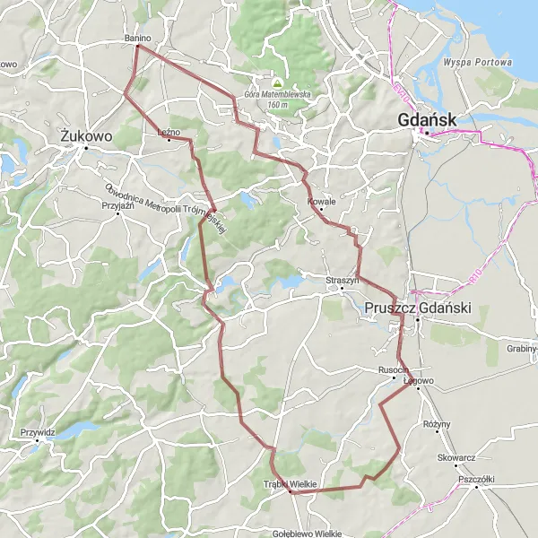 Map miniature of "Nynkowska Gravel Adventure" cycling inspiration in Pomorskie, Poland. Generated by Tarmacs.app cycling route planner