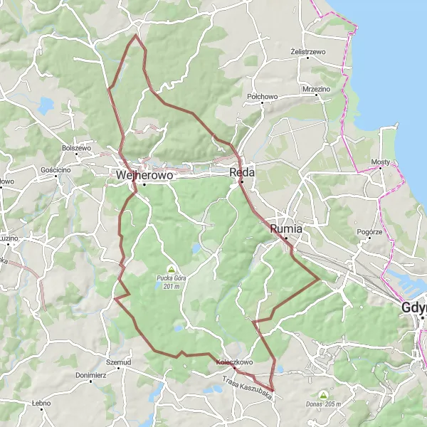 Miniatura mapy "Trasa Gravelowa Koleczkowo-Sopieszyno" - trasy rowerowej w Pomorskie, Poland. Wygenerowane przez planer tras rowerowych Tarmacs.app