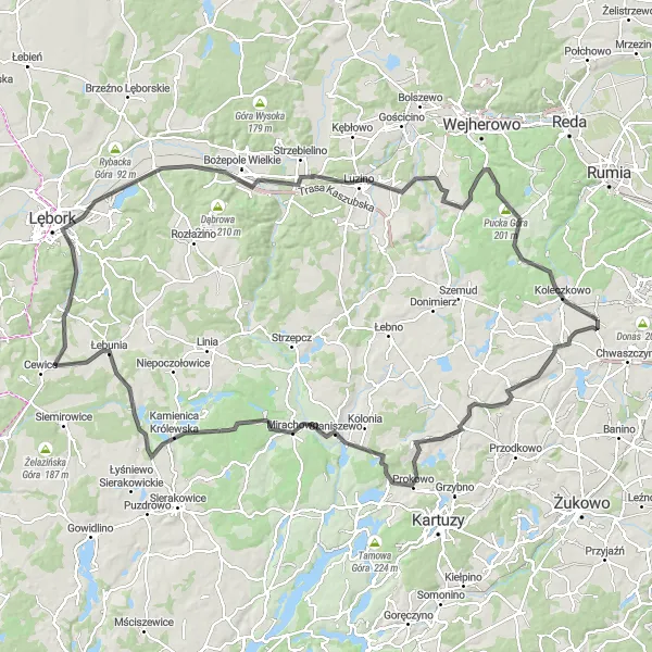 Miniatura mapy "Trasa z Bojana: Zamek Koleczkowo" - trasy rowerowej w Pomorskie, Poland. Wygenerowane przez planer tras rowerowych Tarmacs.app