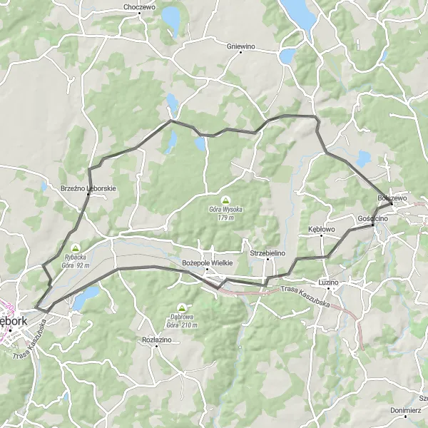 Map miniature of "The Coast Elevation" cycling inspiration in Pomorskie, Poland. Generated by Tarmacs.app cycling route planner