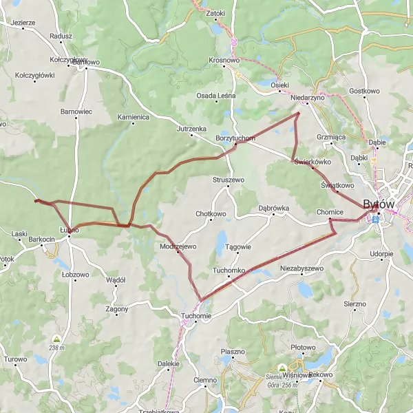Miniatura mapy "Przejażdżka Gravelowa przez Borzytuchom" - trasy rowerowej w Pomorskie, Poland. Wygenerowane przez planer tras rowerowych Tarmacs.app