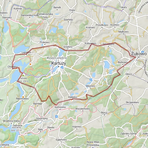 Miniatura mapy "Garcz - Tamowa Góra" - trasy rowerowej w Pomorskie, Poland. Wygenerowane przez planer tras rowerowych Tarmacs.app