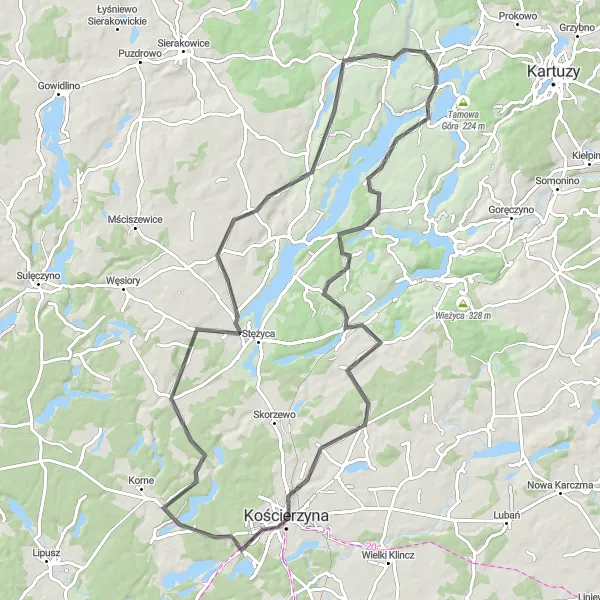 Miniatura mapy "Chmielno - Dubowo" - trasy rowerowej w Pomorskie, Poland. Wygenerowane przez planer tras rowerowych Tarmacs.app