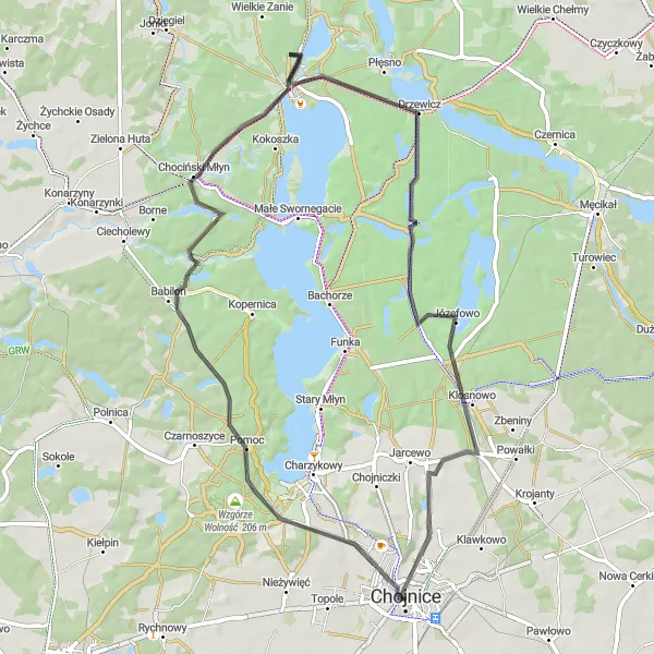 Map miniature of "The Światowid Circuit" cycling inspiration in Pomorskie, Poland. Generated by Tarmacs.app cycling route planner