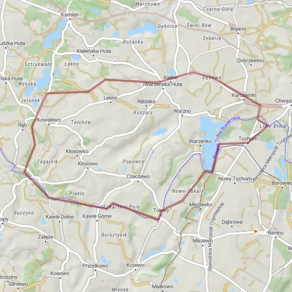 Miniatura mapy "Przejażdżka przez Tuchom" - trasy rowerowej w Pomorskie, Poland. Wygenerowane przez planer tras rowerowych Tarmacs.app