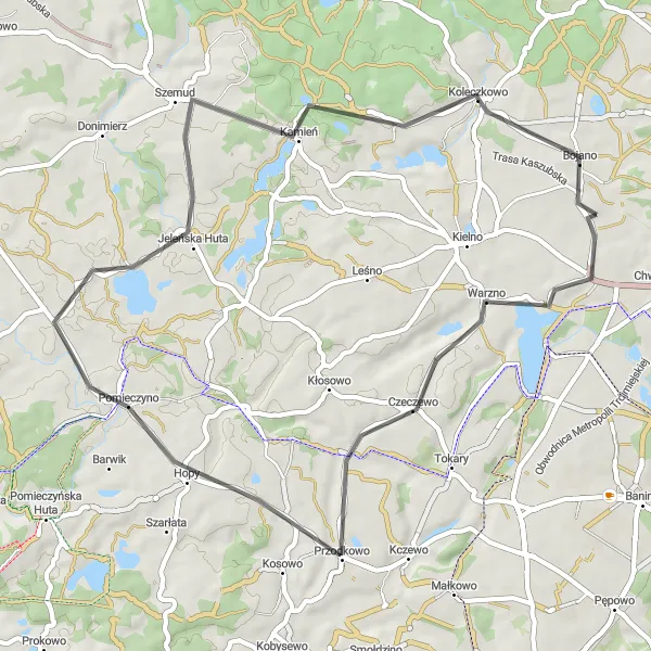 Miniatura mapy "Szlak w kierunku Bojana" - trasy rowerowej w Pomorskie, Poland. Wygenerowane przez planer tras rowerowych Tarmacs.app