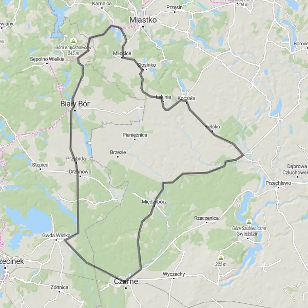 Map miniature of "Gwda Mała Excursion" cycling inspiration in Pomorskie, Poland. Generated by Tarmacs.app cycling route planner