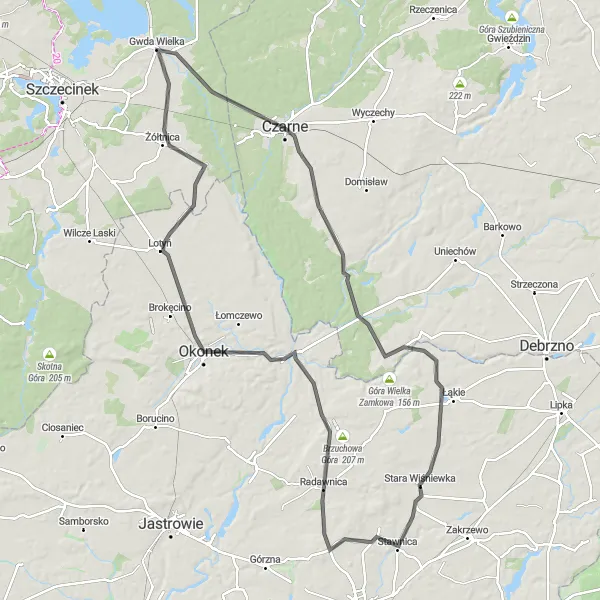 Miniatura mapy "Szlak Zamków Pomorskich" - trasy rowerowej w Pomorskie, Poland. Wygenerowane przez planer tras rowerowych Tarmacs.app