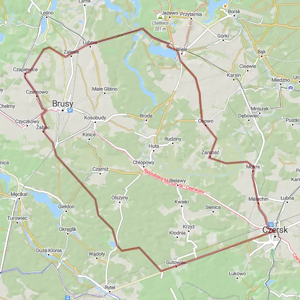 Map miniature of "Rural Landscapes and Historic Charm" cycling inspiration in Pomorskie, Poland. Generated by Tarmacs.app cycling route planner