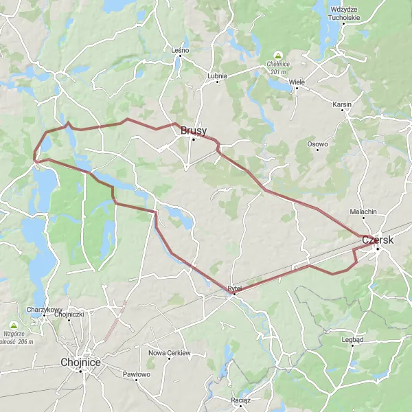 Miniatura mapy "Trasa szutrowa przez okolice Czerska" - trasy rowerowej w Pomorskie, Poland. Wygenerowane przez planer tras rowerowych Tarmacs.app