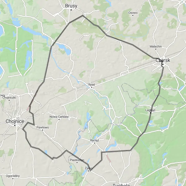 Miniatura mapy "Trasa rowerowa dookoła Czerska" - trasy rowerowej w Pomorskie, Poland. Wygenerowane przez planer tras rowerowych Tarmacs.app