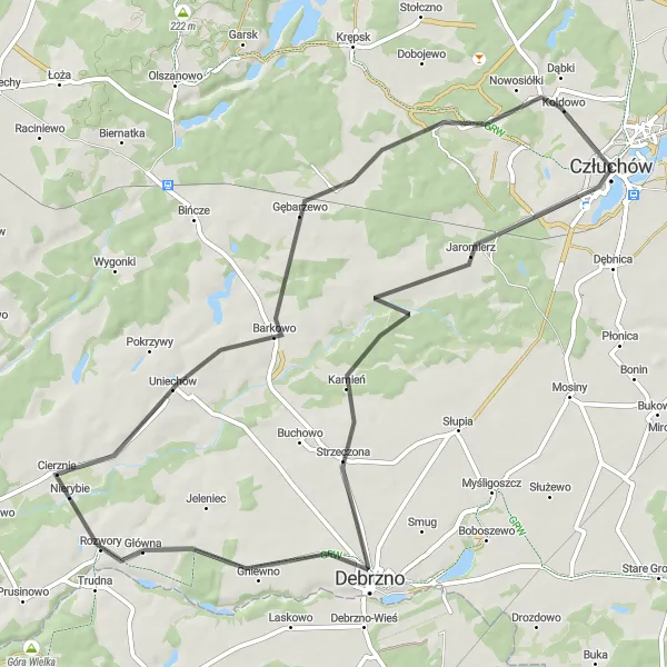 Miniatura mapy "Trasa do Uniechowa" - trasy rowerowej w Pomorskie, Poland. Wygenerowane przez planer tras rowerowych Tarmacs.app