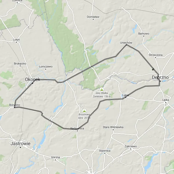 Miniatura mapy "Trasa dookoła Debrzna i okolic" - trasy rowerowej w Pomorskie, Poland. Wygenerowane przez planer tras rowerowych Tarmacs.app