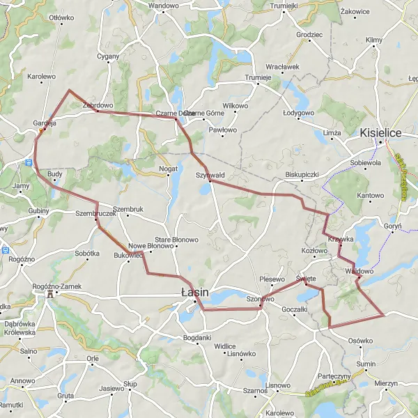Miniatura mapy "Trasa dookoła z Gardei - Gravel" - trasy rowerowej w Pomorskie, Poland. Wygenerowane przez planer tras rowerowych Tarmacs.app