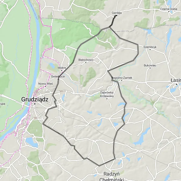 Miniatura mapy "Wyprawa Szosowa do Świerkocina" - trasy rowerowej w Pomorskie, Poland. Wygenerowane przez planer tras rowerowych Tarmacs.app