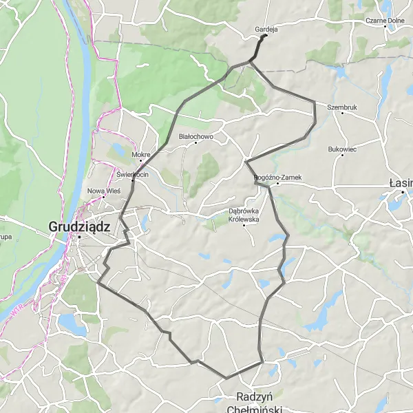 Map miniature of "Glimpses of Nature" cycling inspiration in Pomorskie, Poland. Generated by Tarmacs.app cycling route planner