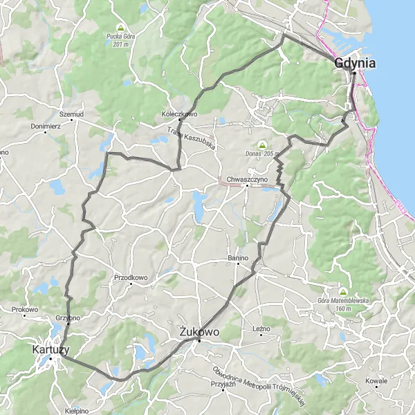 Miniatura mapy "Dookoła Gdyni na rowerze" - trasy rowerowej w Pomorskie, Poland. Wygenerowane przez planer tras rowerowych Tarmacs.app