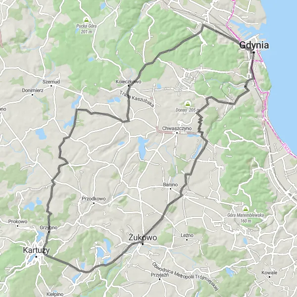 Map miniature of "Exploring the Coastal Beauty" cycling inspiration in Pomorskie, Poland. Generated by Tarmacs.app cycling route planner