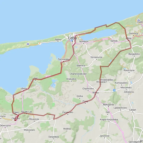 Map miniature of "The Coastal Adventure" cycling inspiration in Pomorskie, Poland. Generated by Tarmacs.app cycling route planner