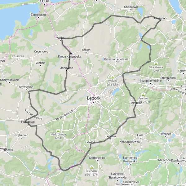 Miniatura mapy "Trasa Południowa" - trasy rowerowej w Pomorskie, Poland. Wygenerowane przez planer tras rowerowych Tarmacs.app