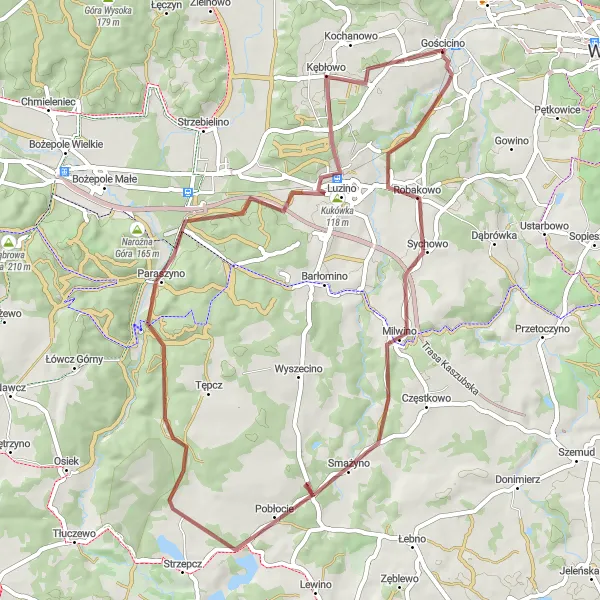 Miniatura mapy "Trasa gravelowa Gościcino - Kukówka" - trasy rowerowej w Pomorskie, Poland. Wygenerowane przez planer tras rowerowych Tarmacs.app