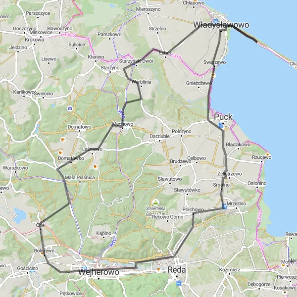 Miniatura mapy "Trasa przez Mechowo i Władysławowo" - trasy rowerowej w Pomorskie, Poland. Wygenerowane przez planer tras rowerowych Tarmacs.app