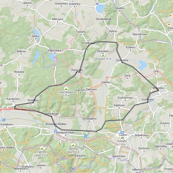 Map miniature of "Road Trip" cycling inspiration in Pomorskie, Poland. Generated by Tarmacs.app cycling route planner