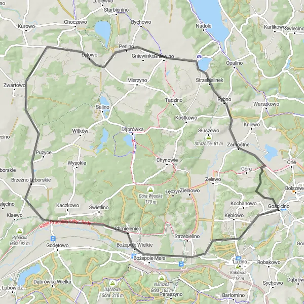 Miniatura mapy "Trasa szosowa przez Gościcino i Gniewino" - trasy rowerowej w Pomorskie, Poland. Wygenerowane przez planer tras rowerowych Tarmacs.app