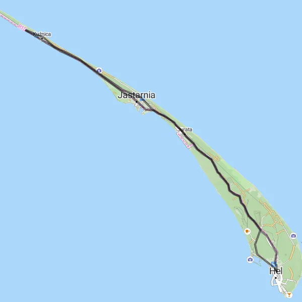 Map miniature of "Jastarnia Scenic Ride" cycling inspiration in Pomorskie, Poland. Generated by Tarmacs.app cycling route planner