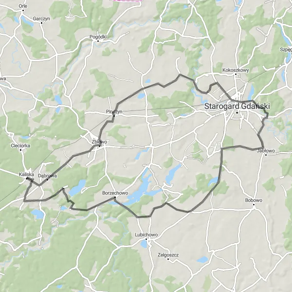 Miniatura mapy "Trasa do Pinczyna i Łążka" - trasy rowerowej w Pomorskie, Poland. Wygenerowane przez planer tras rowerowych Tarmacs.app