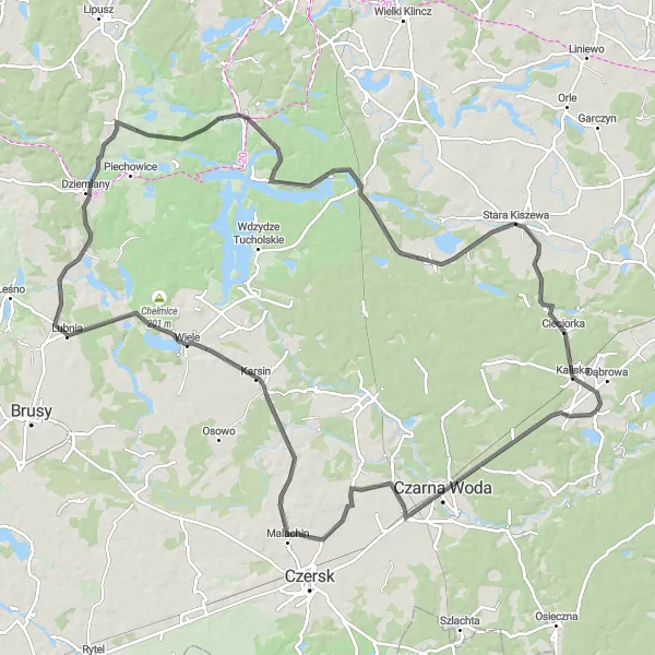 Map miniature of "Nature Ride" cycling inspiration in Pomorskie, Poland. Generated by Tarmacs.app cycling route planner