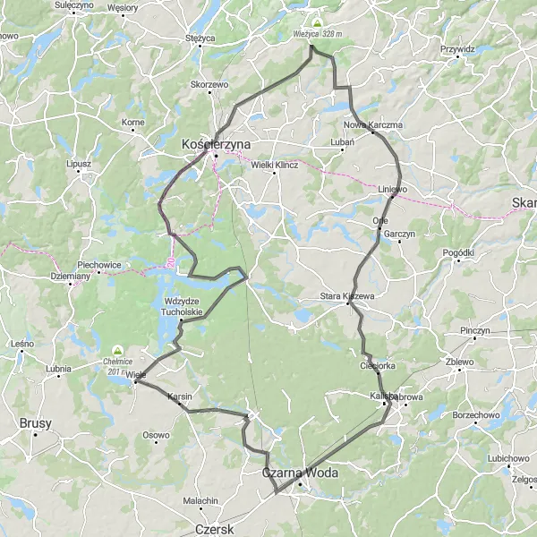 Map miniature of "Pomorskie Challenge" cycling inspiration in Pomorskie, Poland. Generated by Tarmacs.app cycling route planner