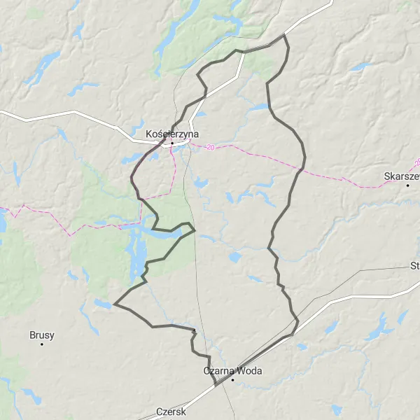 Map miniature of "Tuchola Forest Adventure" cycling inspiration in Pomorskie, Poland. Generated by Tarmacs.app cycling route planner