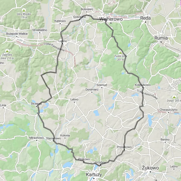 Map miniature of "Ultimate Pomeranian Adventure" cycling inspiration in Pomorskie, Poland. Generated by Tarmacs.app cycling route planner