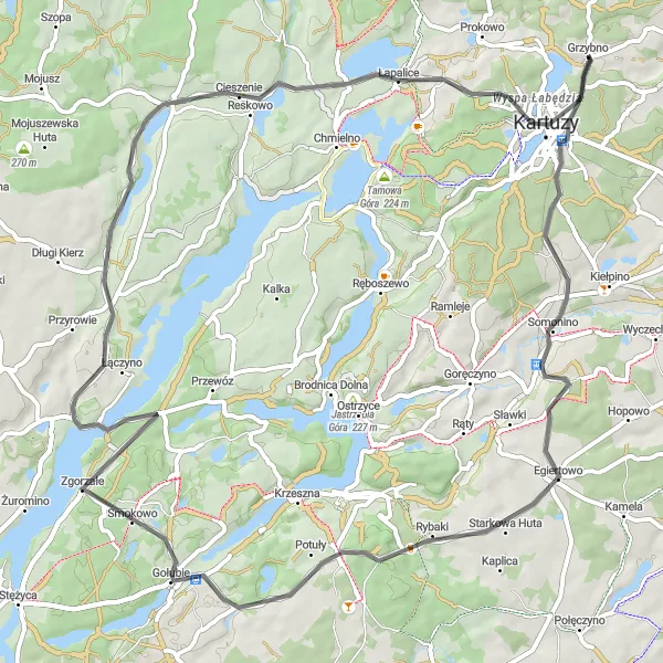 Map miniature of "Szymbark Challenge" cycling inspiration in Pomorskie, Poland. Generated by Tarmacs.app cycling route planner