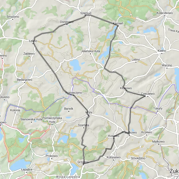 Miniatura mapy "Trasa Po Kaszubskich Sercach" - trasy rowerowej w Pomorskie, Poland. Wygenerowane przez planer tras rowerowych Tarmacs.app