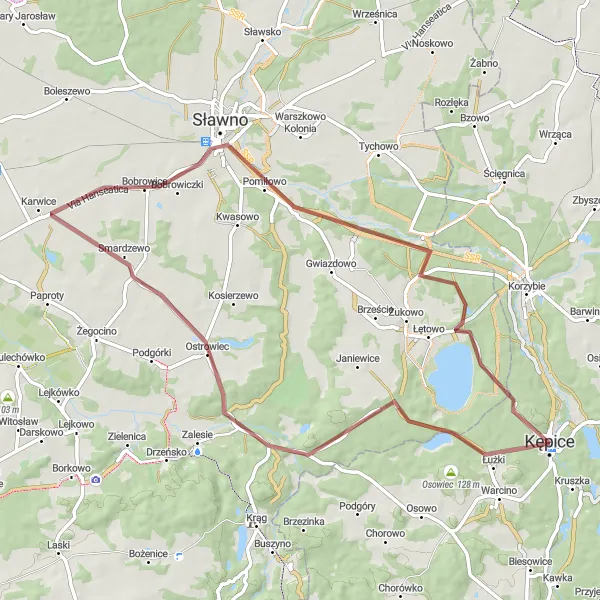 Miniatura mapy "Szlak Rowerowy Ostrowiec-Sławno-Kępice" - trasy rowerowej w Pomorskie, Poland. Wygenerowane przez planer tras rowerowych Tarmacs.app