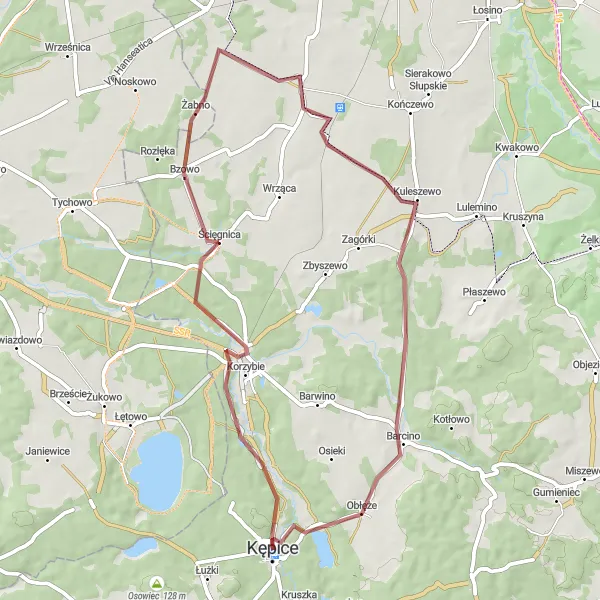 Miniatura mapy "Trasa gravelowa do Ścięgnicy i Barcina" - trasy rowerowej w Pomorskie, Poland. Wygenerowane przez planer tras rowerowych Tarmacs.app