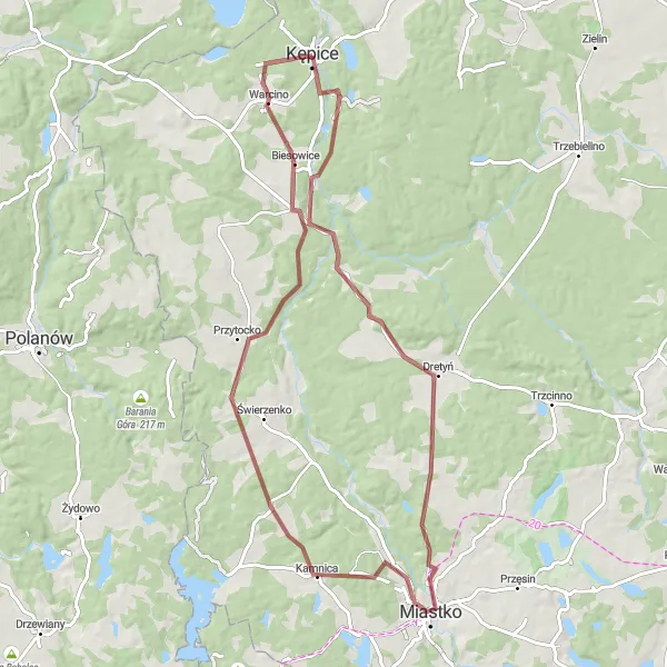 Miniatura mapy "Trasa Szlakiem Dąbrowa-Darnowo-Kamnica" - trasy rowerowej w Pomorskie, Poland. Wygenerowane przez planer tras rowerowych Tarmacs.app