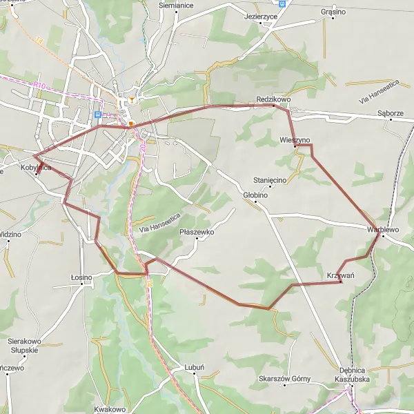 Miniatura mapy "Trasa rowerowa do Słupska" - trasy rowerowej w Pomorskie, Poland. Wygenerowane przez planer tras rowerowych Tarmacs.app