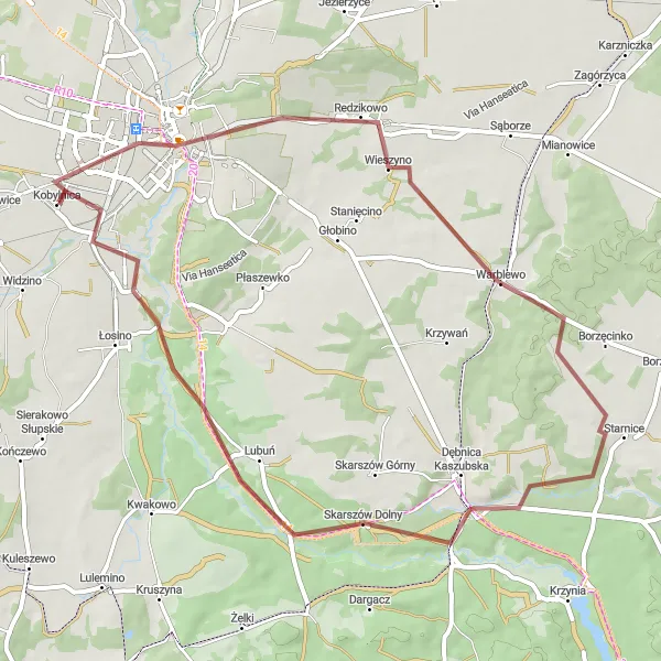 Miniatura mapy "Trasa Gravelowa do Słupska" - trasy rowerowej w Pomorskie, Poland. Wygenerowane przez planer tras rowerowych Tarmacs.app