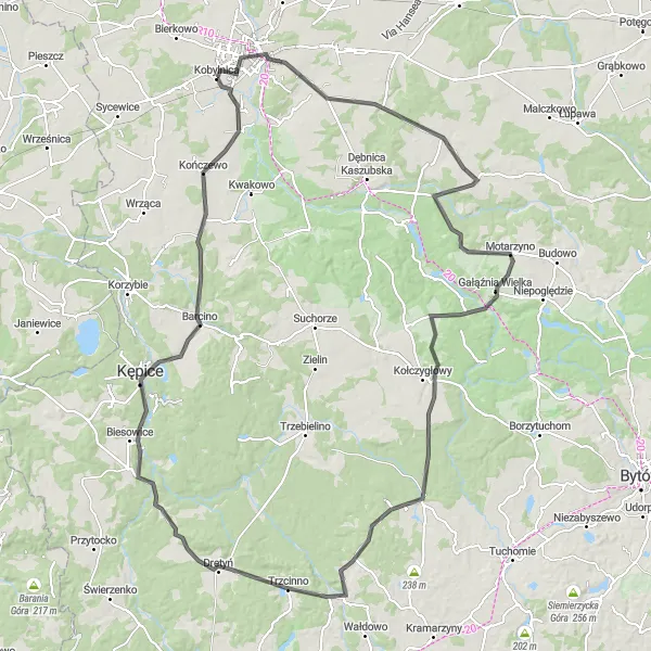 Map miniature of "The Ultimate Challenge" cycling inspiration in Pomorskie, Poland. Generated by Tarmacs.app cycling route planner