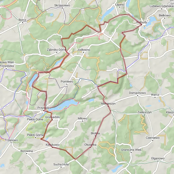 Miniatura mapy "Trasa przez Mierzeszyn, Gromadzin i Czapielsk" - trasy rowerowej w Pomorskie, Poland. Wygenerowane przez planer tras rowerowych Tarmacs.app