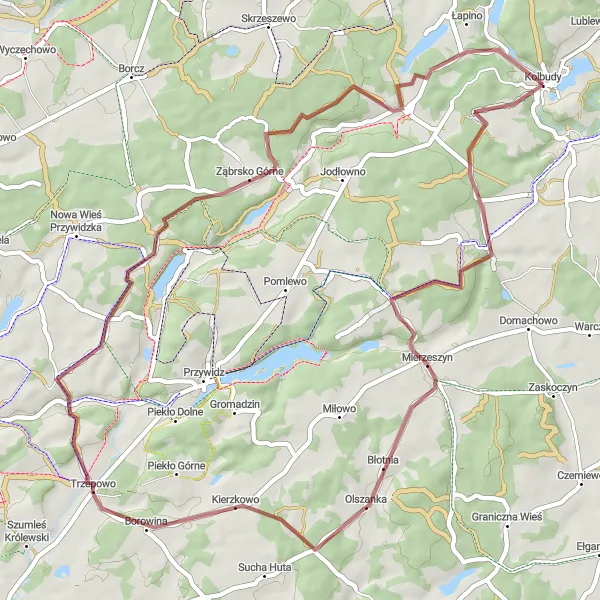 Miniatura mapy "Przejażdżka Gravelowa do Mierzeszyna" - trasy rowerowej w Pomorskie, Poland. Wygenerowane przez planer tras rowerowych Tarmacs.app