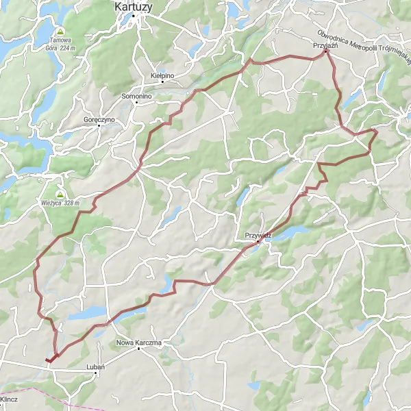 Miniatura mapy "Trasa off-roadowa przez Grabówko i Egiertowo" - trasy rowerowej w Pomorskie, Poland. Wygenerowane przez planer tras rowerowych Tarmacs.app